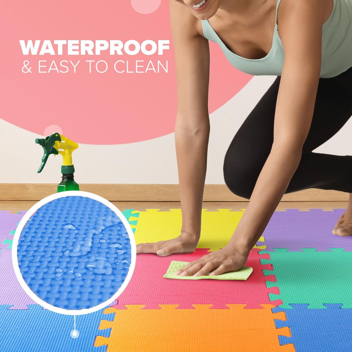 kidoola Foam Baby Play Mat (29x29cm) – Thick & Soft EVA Foam Interlocking Floor Tile Matting for Children – Large Multi Colour, Safe & Comfortable 7mm Thick Play Flooring (9pc)