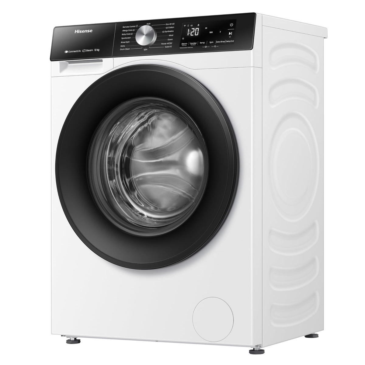 Hisense WF1G7021BW Freestanding 7 KG-Front Load Durable Inverter Washing Machine, Steam Wash-Quick Wash-15 Washing Programs-1200 RPM-White-Energy Rating B