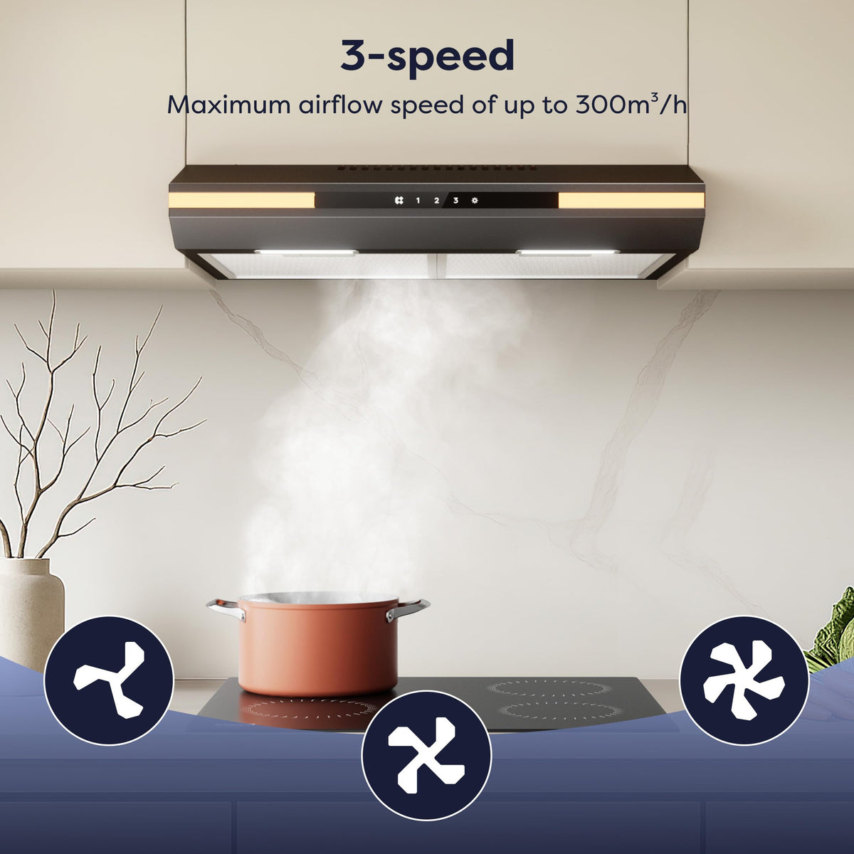 CIARRA CBPHW01 Portable Desktop Cooker Hood Recirculating 2 Speeds White
