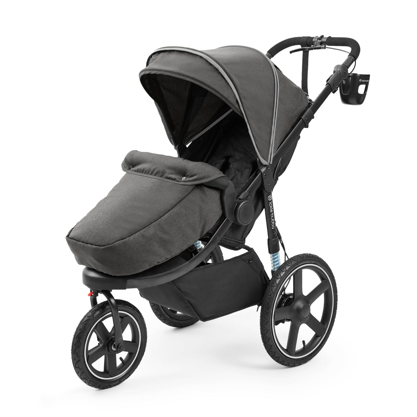 Ickle Bubba Venus Jogger Pro Max Stroller (Charcoal Grey) – All-Terrain 3-Wheel Pushchair from Birth to 22kg, Waterproof Hood & Footwarmer, Adjustable Handle, Cup Holder & Self-Locking Fold