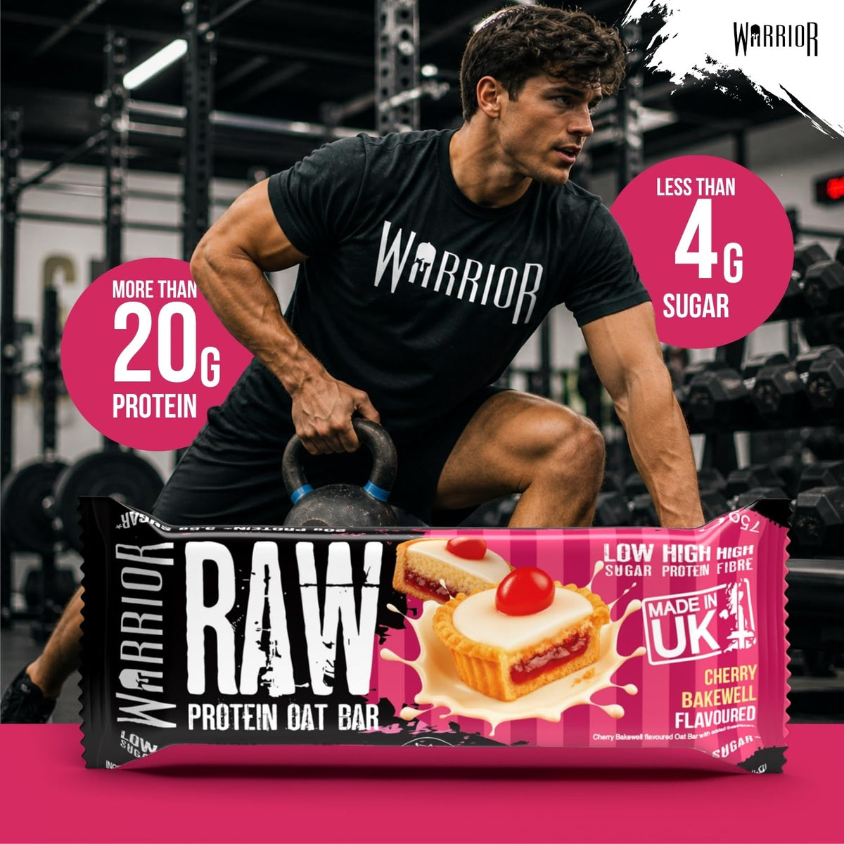 Warrior RAW Protein Bars 12 x 75g High Protein Oat Flapjack Snack