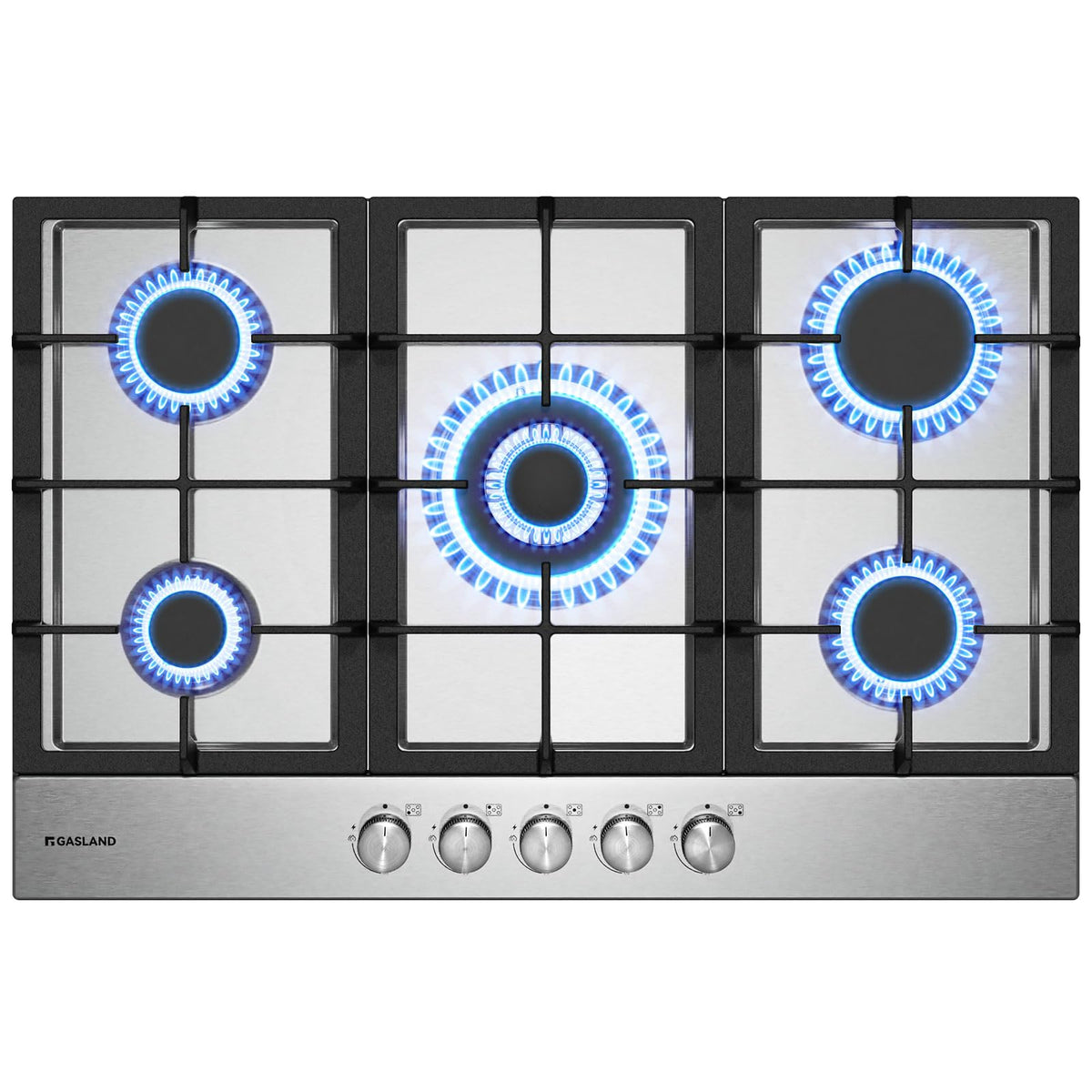 GASLAND GH60SF 60cm Built-in Gas Hob, 4 Burners Stainless Steel Gas Cooktop with Flame Failure Protection, NG/LPG Convertible, 8000W