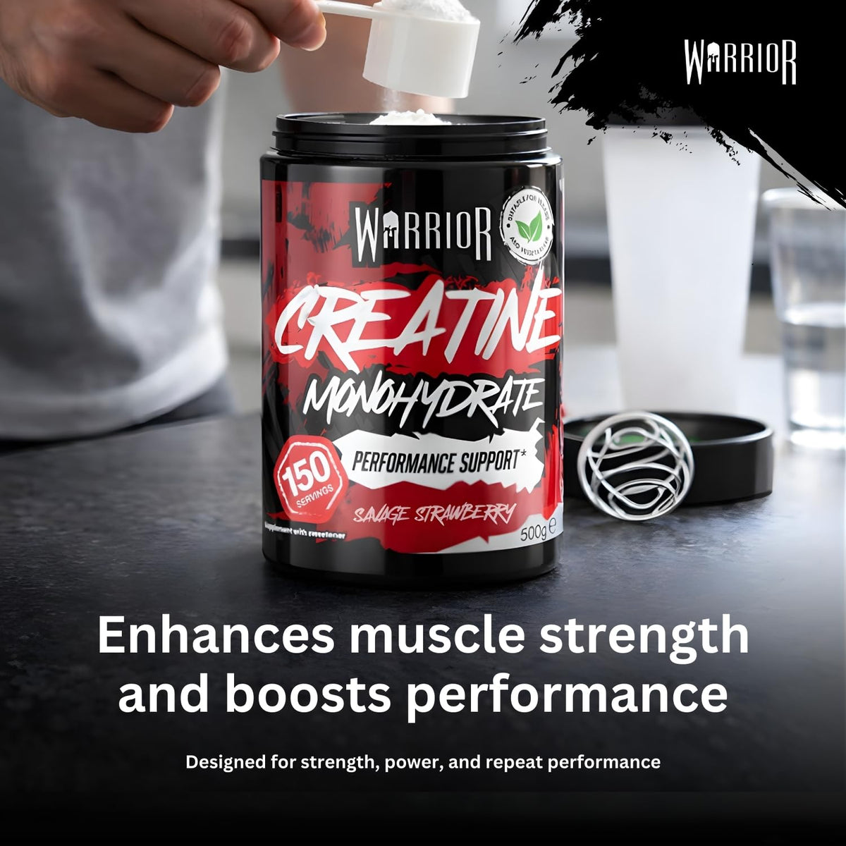 Warrior Creatine Monohydrate Powder 500g Pure Micronised (166 Servings)