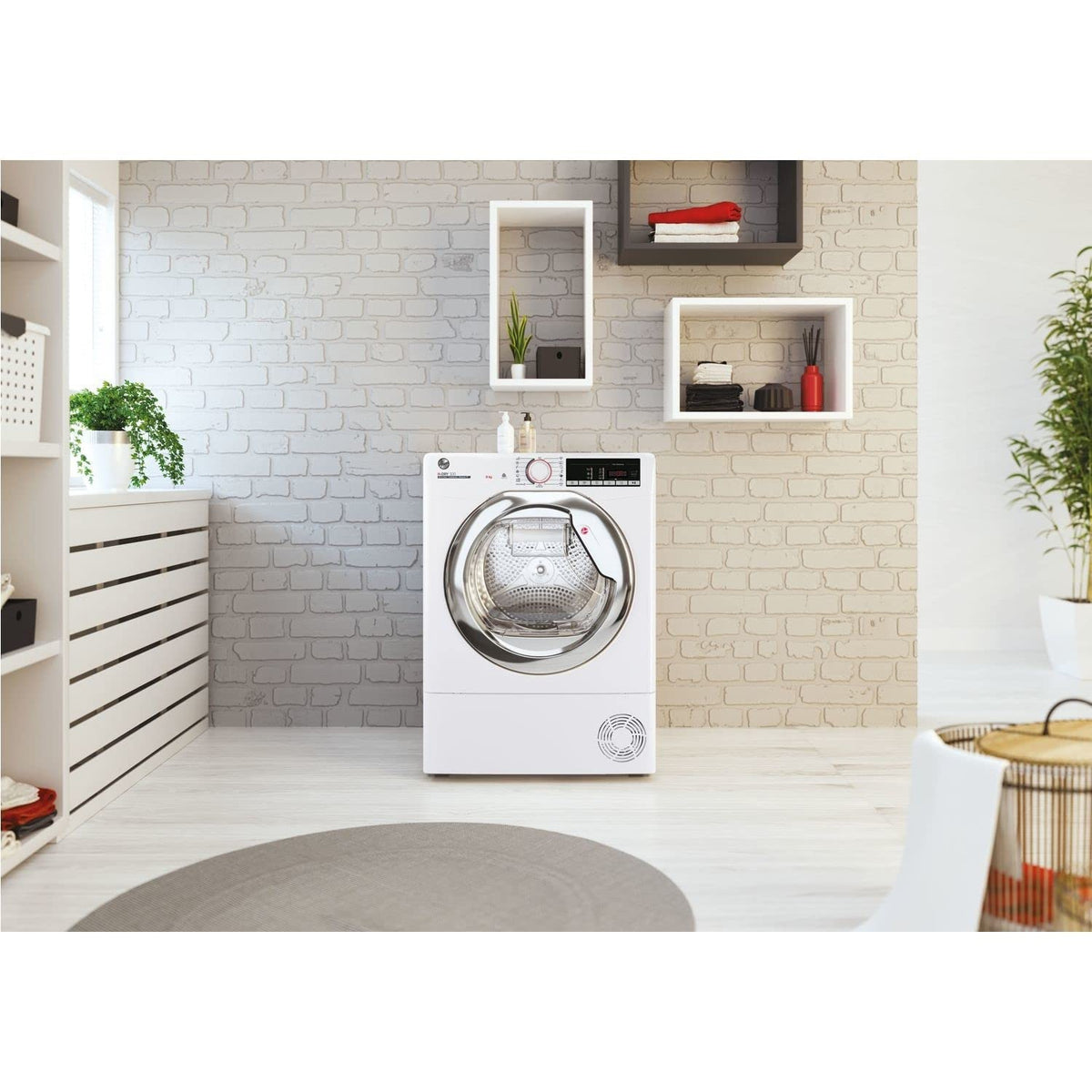 Hoover HLEC8LGB-80 Freestanding Condenser Tumble Dryer, Sensor Dry, 8 kg Load, Black