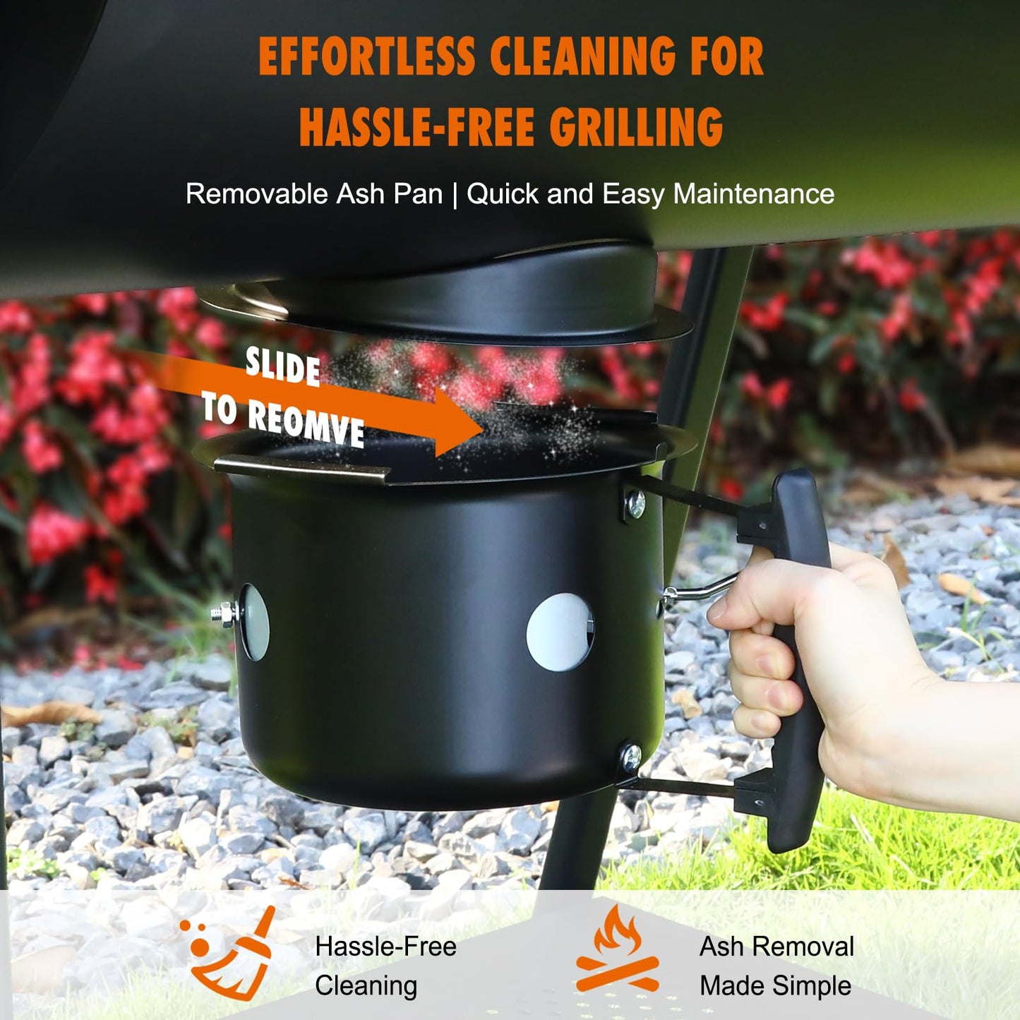 Charcoal BBQ Grill With Offset Smoker: Large Oil Drum Barbecue Barrel Grill For Outdoor Garden