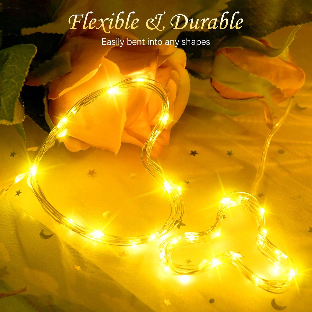 Dalugo Orange Fairy Lights, 3M/10ft Amber Fairy Lights, 30 LED Halloween Battery Lights for Autumn Halloween Christmas Decorations, Fireplace, Home Decor