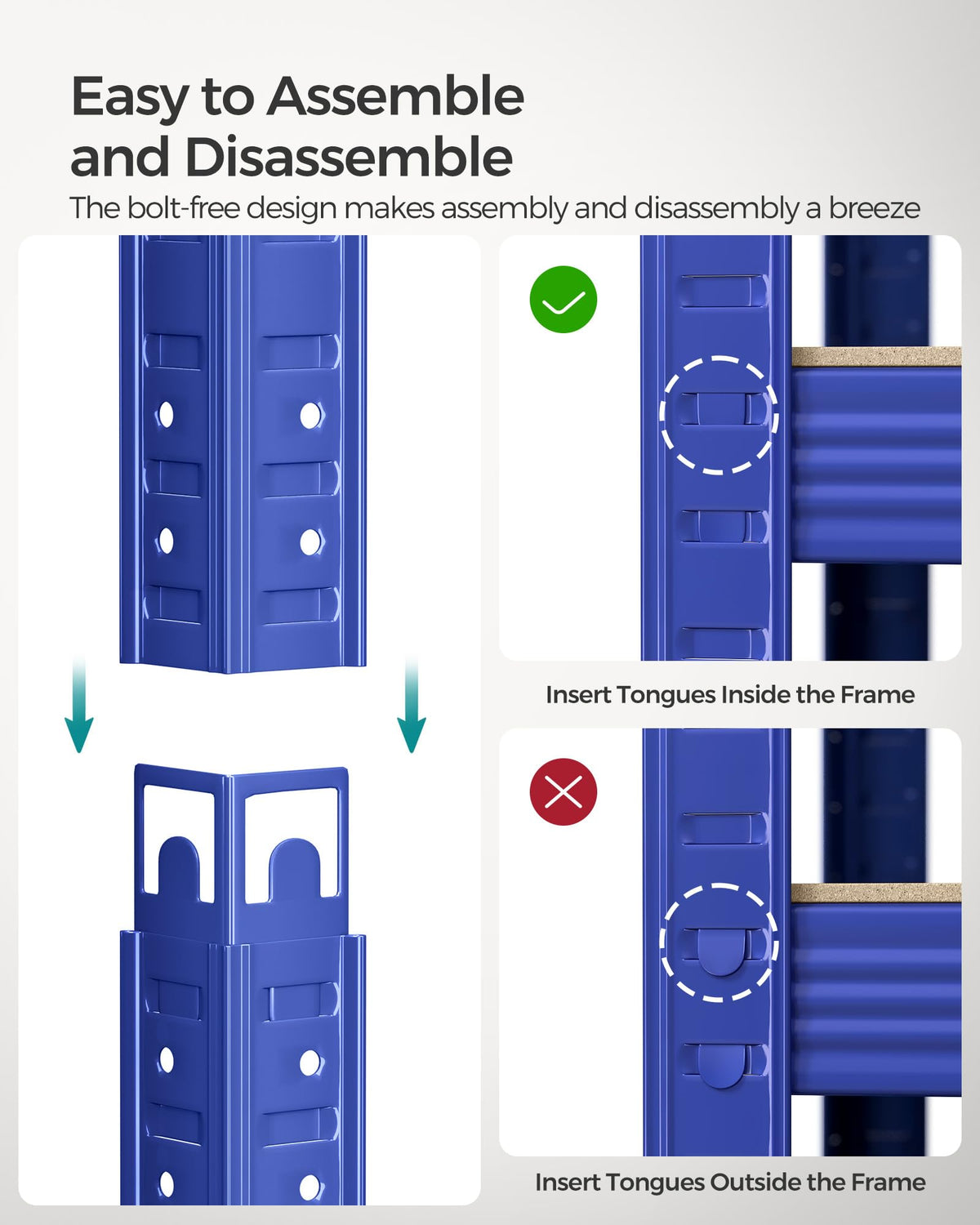 SONGMICS 5-Tier Heavy-Duty Shelving Units, Set of 2, Boltless Assembly