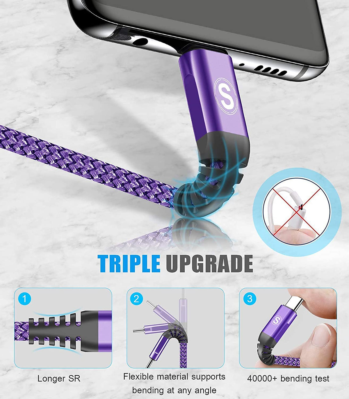 2-Pack 2M USB C Cable 3.1A Fast Car Charger Cable Compatible for iPhone 17 air 16 15 Plus Pro Max, Samsung Flip/Fold 7 6 5 4 3 S26 S25 S24 S10 S20 S21 S22 S23 A16/15/14/13/12 A35/A34 A56/55/54, Pixel