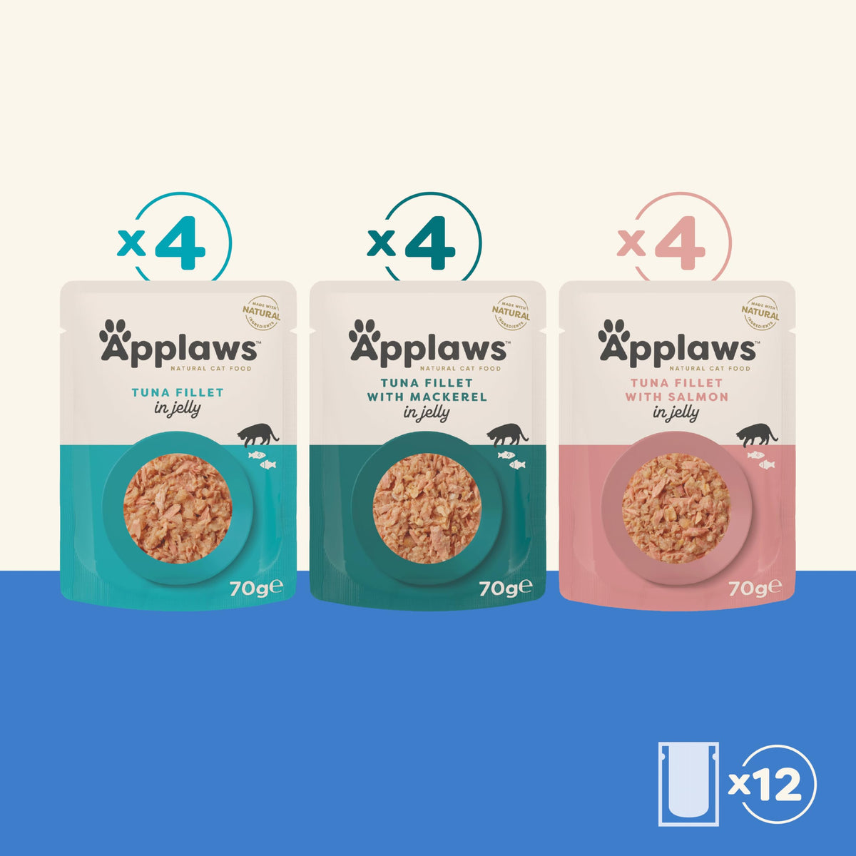 Applaws Tuna & Pacific Prawn Pouch 70G 12PK (Broth), Transparent