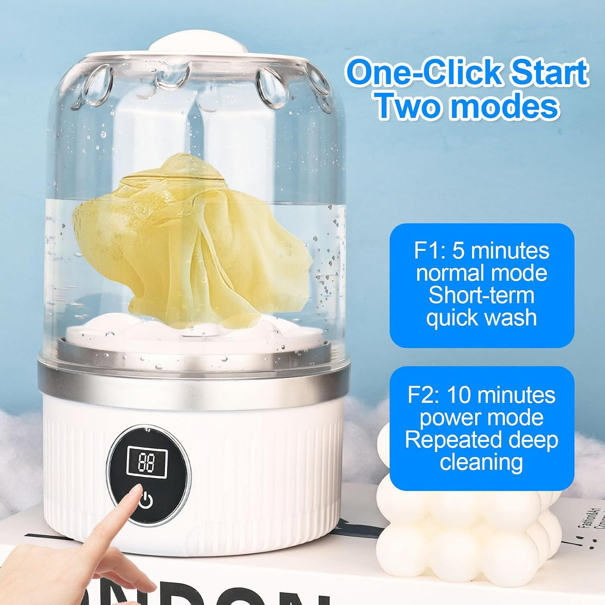Portable Washing Machine, With a USB mini Washing Machine, 600 g Tragbare Underwear Washing Machines, Suitable for travel camping dormitories (white)