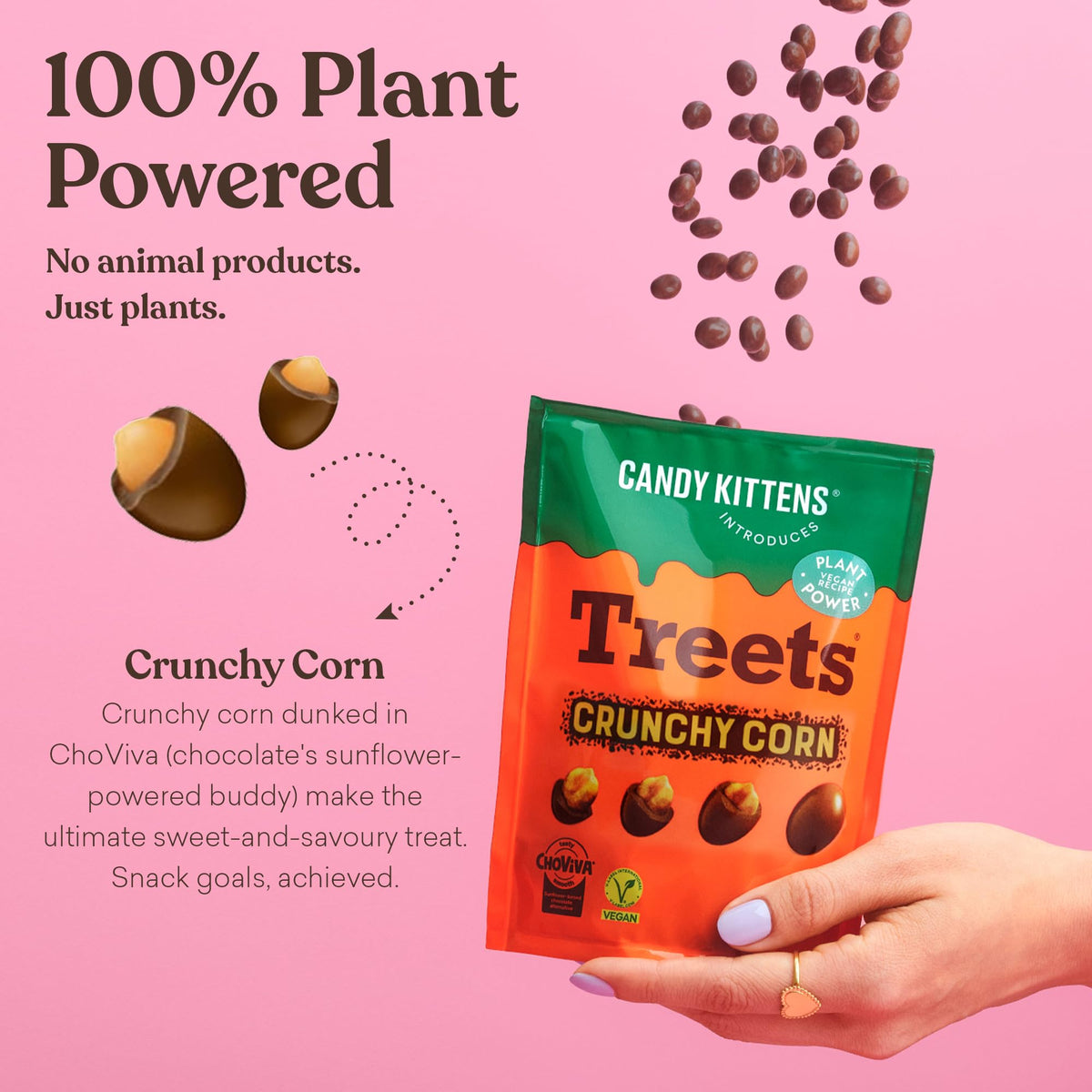 Candy Kittens Treets Rice Crispy Vegan Chocolate Snack, 120g, 1 Pack