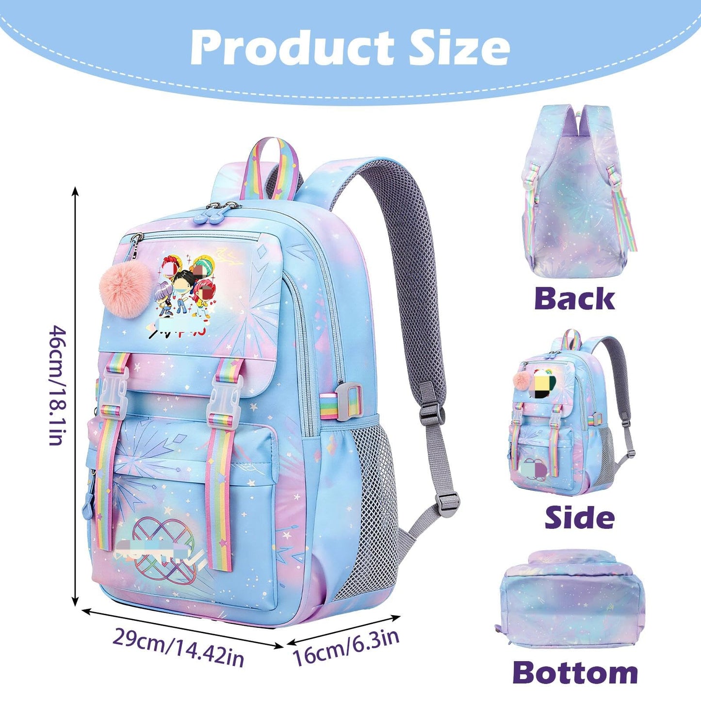 yumcute De-mn Backpack Kids, Teen Game School Bags, Children Primary Schoolbag, Children's School Backpack, 17 Inch Large Capacity Travel Rucksack Waterproof Boys Girls Book Bags for Aged 3-12 Years