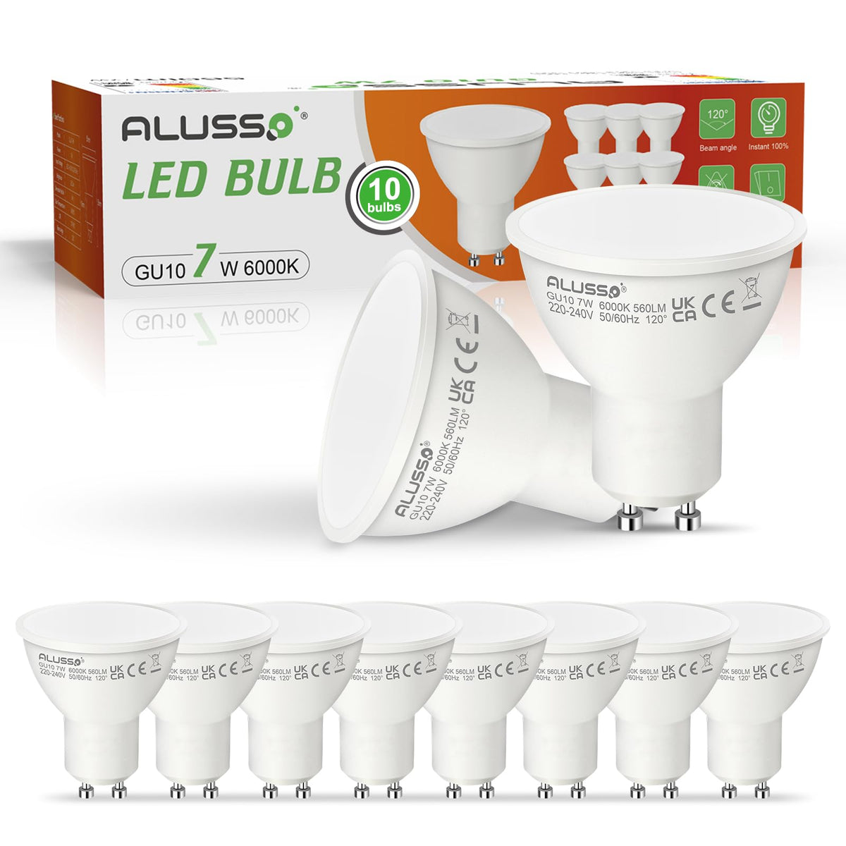 ALUSSO 5W GU10 LED Bulbs Warm White 3000K, 400LM Brightness Pack of 4