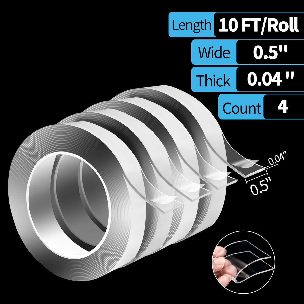 Art3d Double-Sided Tape (10FT), Traceless, Removable, Reusable, Washable - Multipurpose Tape as Seen on TV