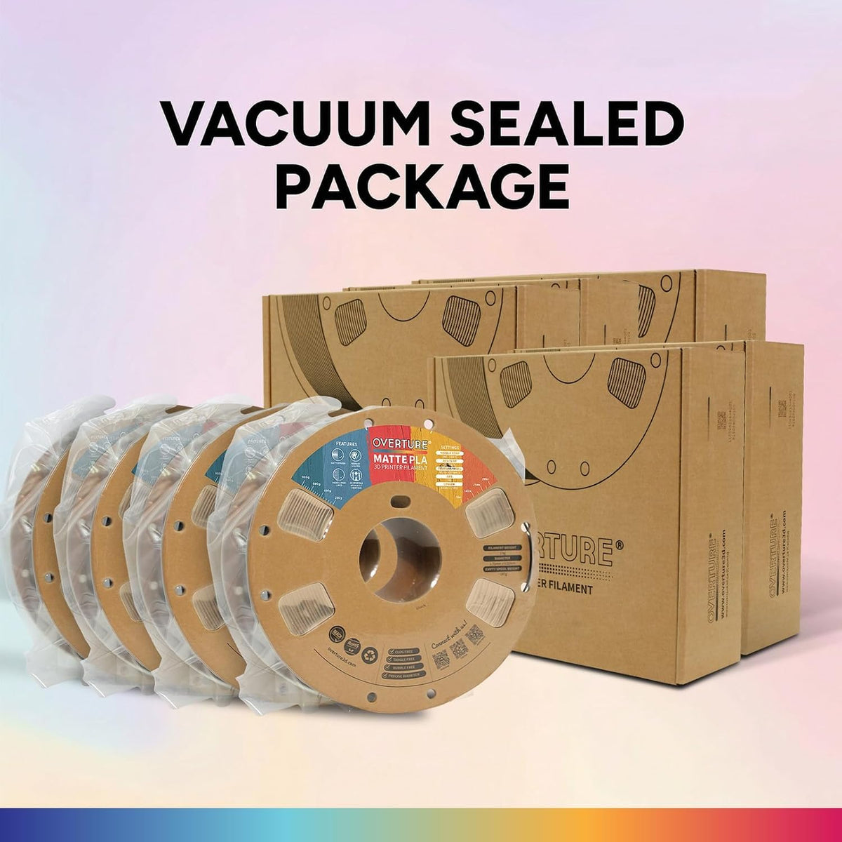 OVERTURE Matte PLA 3D Printer Filament 1.75mm, 1kg Light Brown