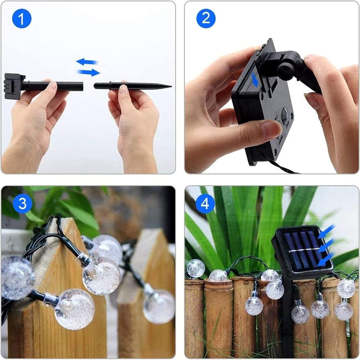 Moxled Solar Garden Lights Outdoor, 36ft 60 LED String Waterproof, Powered Crystal Ball Indoor/Outdoor Fairy Decorative for Garden, Patio, Yard, Festival, Parties (Purple)