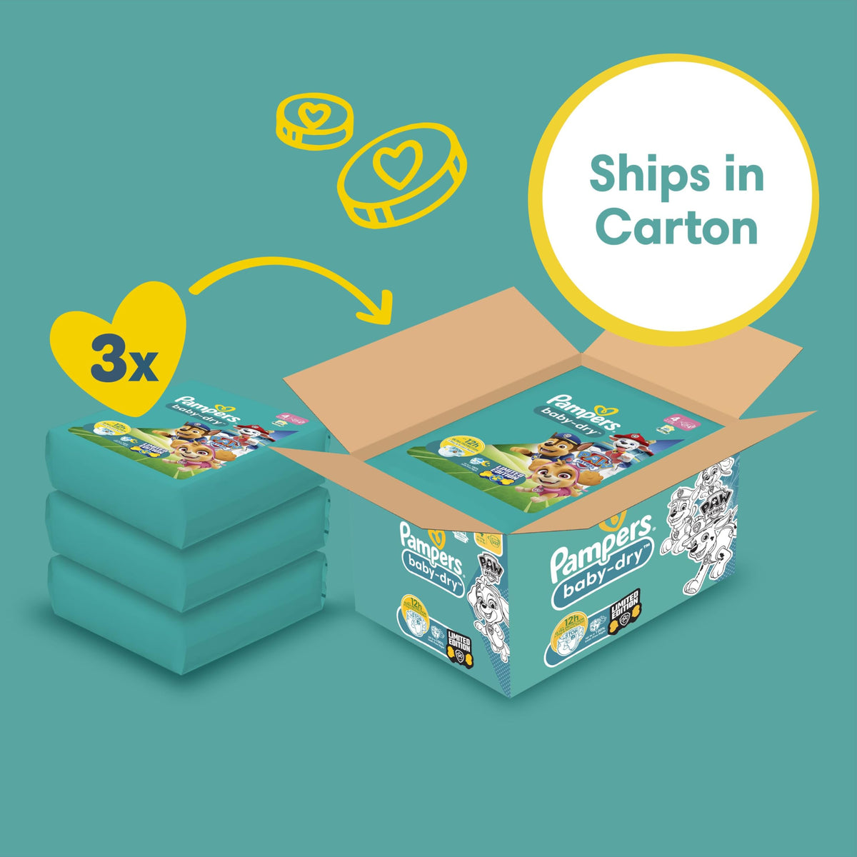 Pampers Baby-Dry Nappies, Size 6 Giant, 164 Count