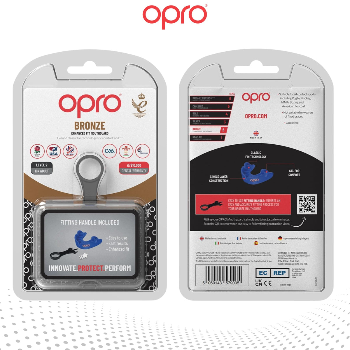 OPRO Bronze Level Mouthguard Essential Fit – Gum Shield Adult and Kids – OPRO Mouth Guard Boxing and MMA, Easy Self-Fit Gum Shield Rugby and Hockey – Enhanced Protection with Dental Warranty