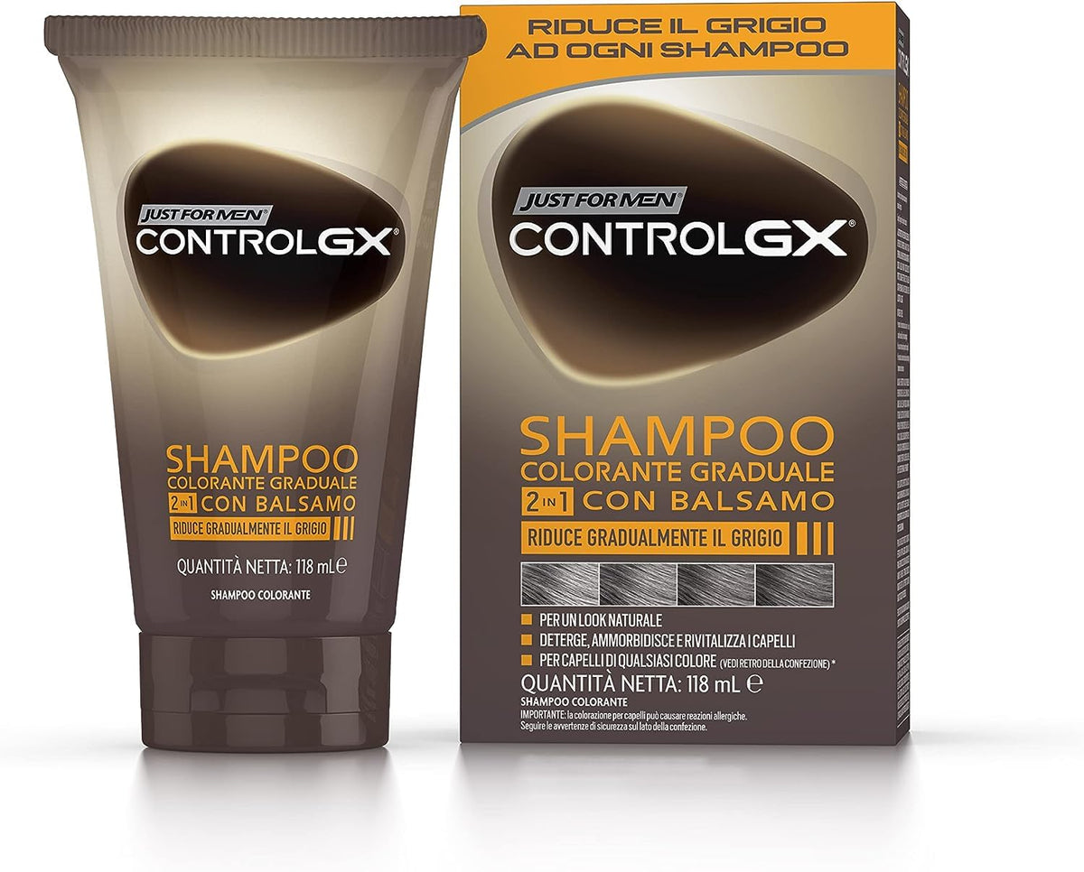 Just For Men Control GX 2-in-1 Grey Reducing Shampoo and Conditioner, 118ml