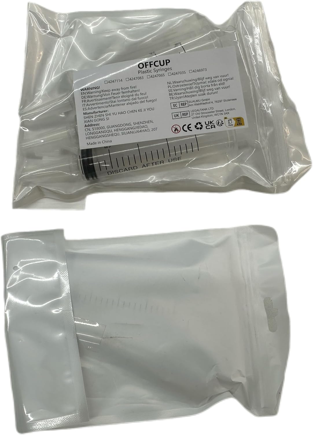 OFFCUP Plastic Syringes, 3pcs 20ML No Needle Syringe Individually Packaged