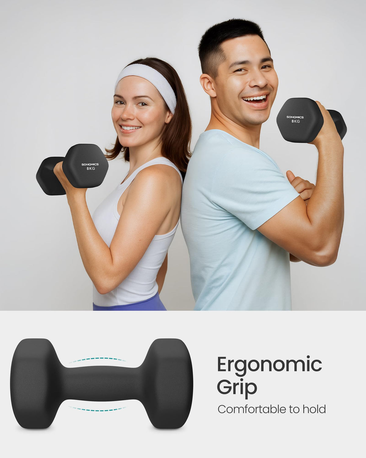 SONGMICS Set of 2 Hex Dumbbells with Neoprene Coating for Strength Training, Fitness, Home Workout