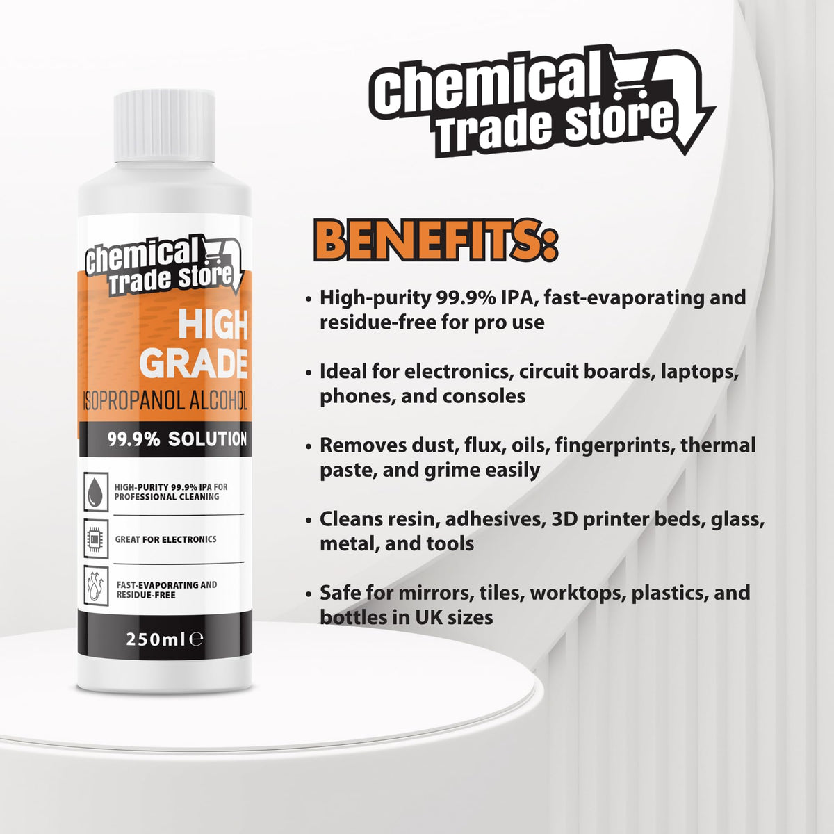 Isopropanol Alcohol 99.9%, 1 Litre - High-Purity Isopropyl Alcohol IPA, Solvent & Cleaner For Electronics, PC & Phone Cleaning, Ink Removal, Surface Prep, Lab & Industrial Use