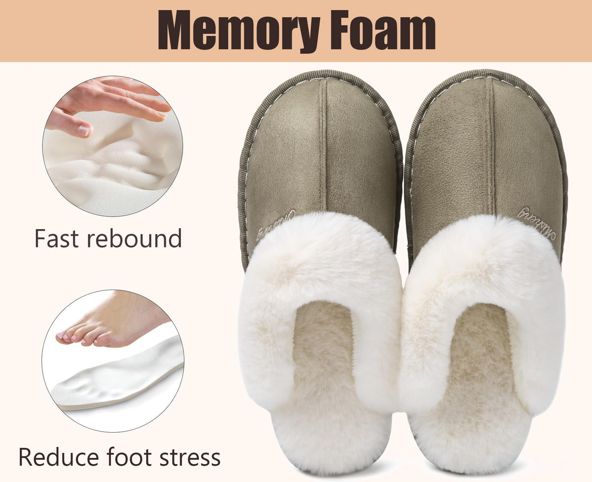 Misolin Womens Slippers With Memory Foam Fluffy Slip-on House
