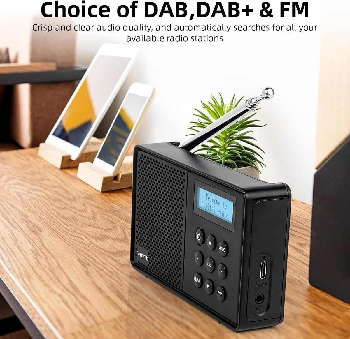DAB Radio Portable, WOVTE DAB+ Digital Radio Rechargeable FM Radio