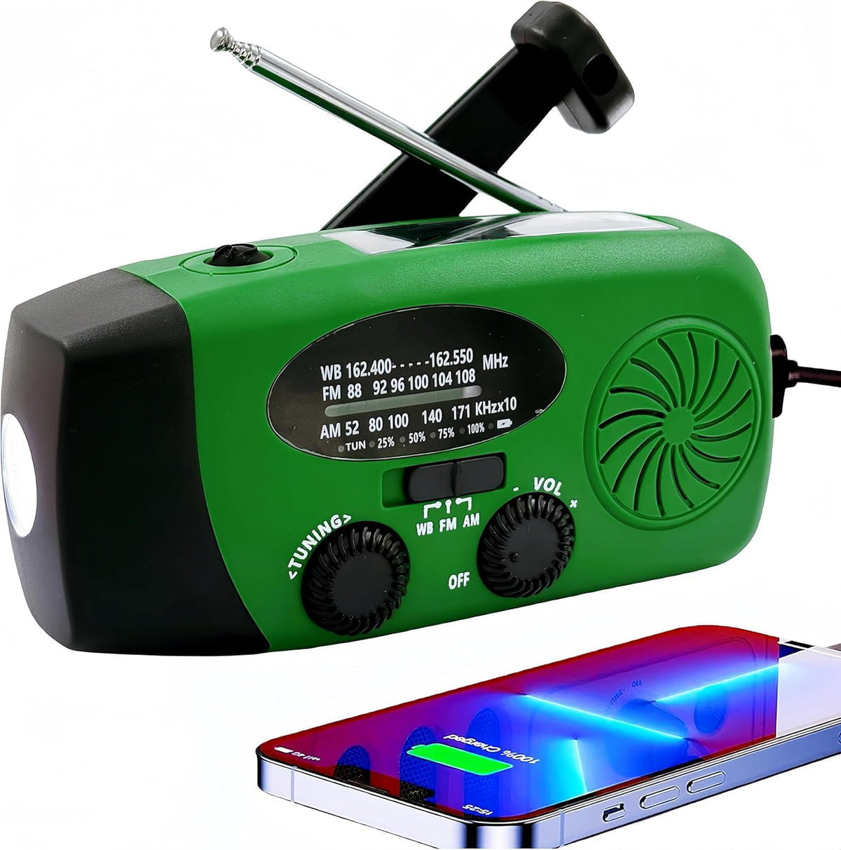 5000mAh Wind Up Solar Radio, Emergency Crank Weather Radio, FM/AM Radios