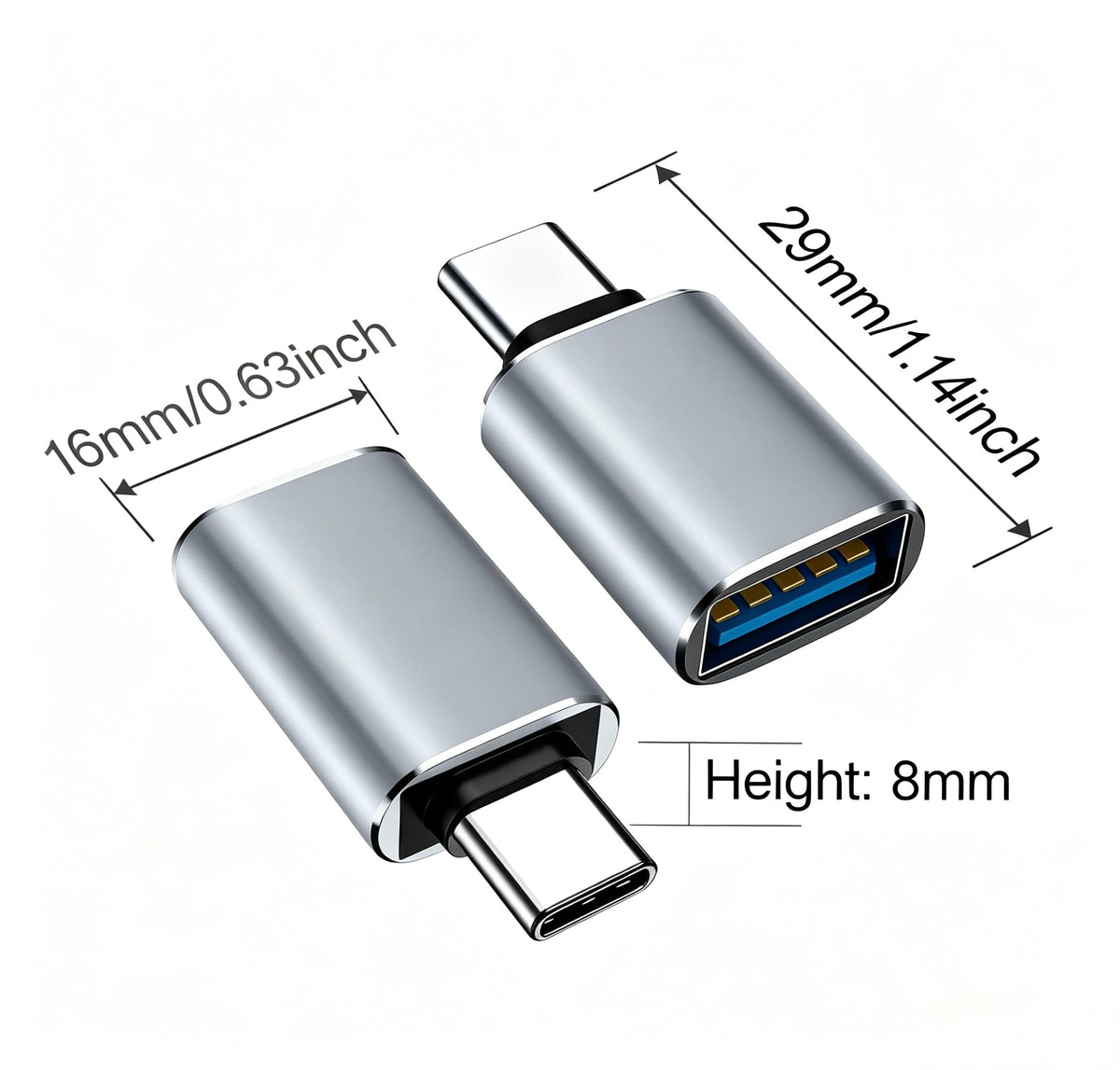 USB C to USB Adaptor, USB to USB C Adapter 2Pack, Type C Female to A Male Charger Cable Converter Compatible with Notebook, Tablet, Smartphone, iPad 10 Air 4 5,Apple 15 14 13 12 Pro Max (Red)