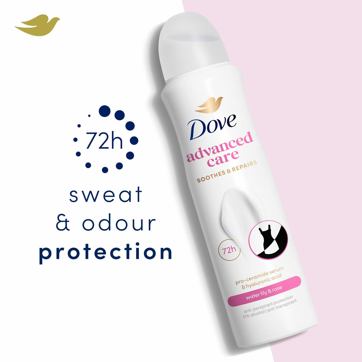 Dove Advanced Care Original Anti-Perspirant Aerosol Women's Deodorant Spray with Pro-Ceramide technology for 72 hour protection against sweat and odour 200 ml