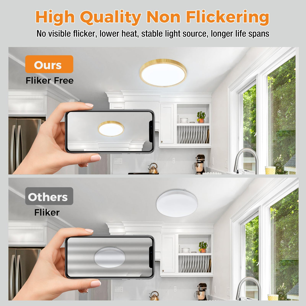 slochi Bathroom Light, 3000K/4000K/6500K 3 Color Temperature, Waterproof, Round, Modern, Flush Ceiling Light for Bathroom, Kitchen, Bedroom, Hallway and MoreØ18CM(Gold)