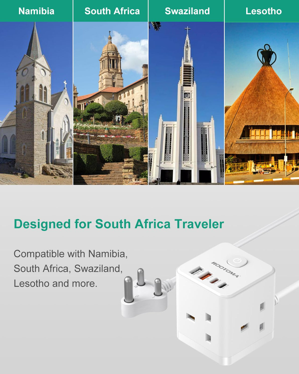 Japan Travel Adapter 3 Way 4 Fast Charging USB (QC3.0/PD20W)