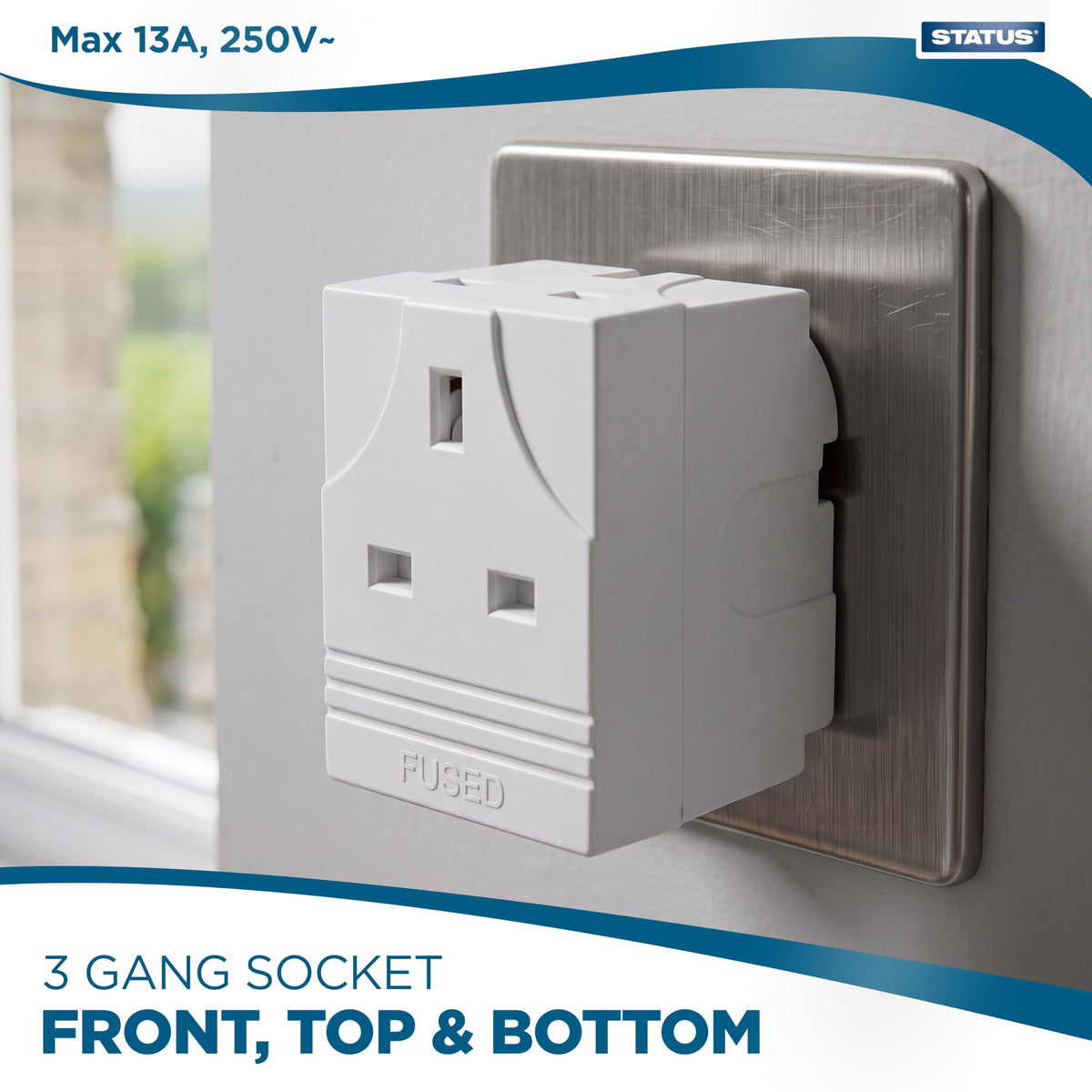 STATUS 2 Way UK Plug Adapter, White