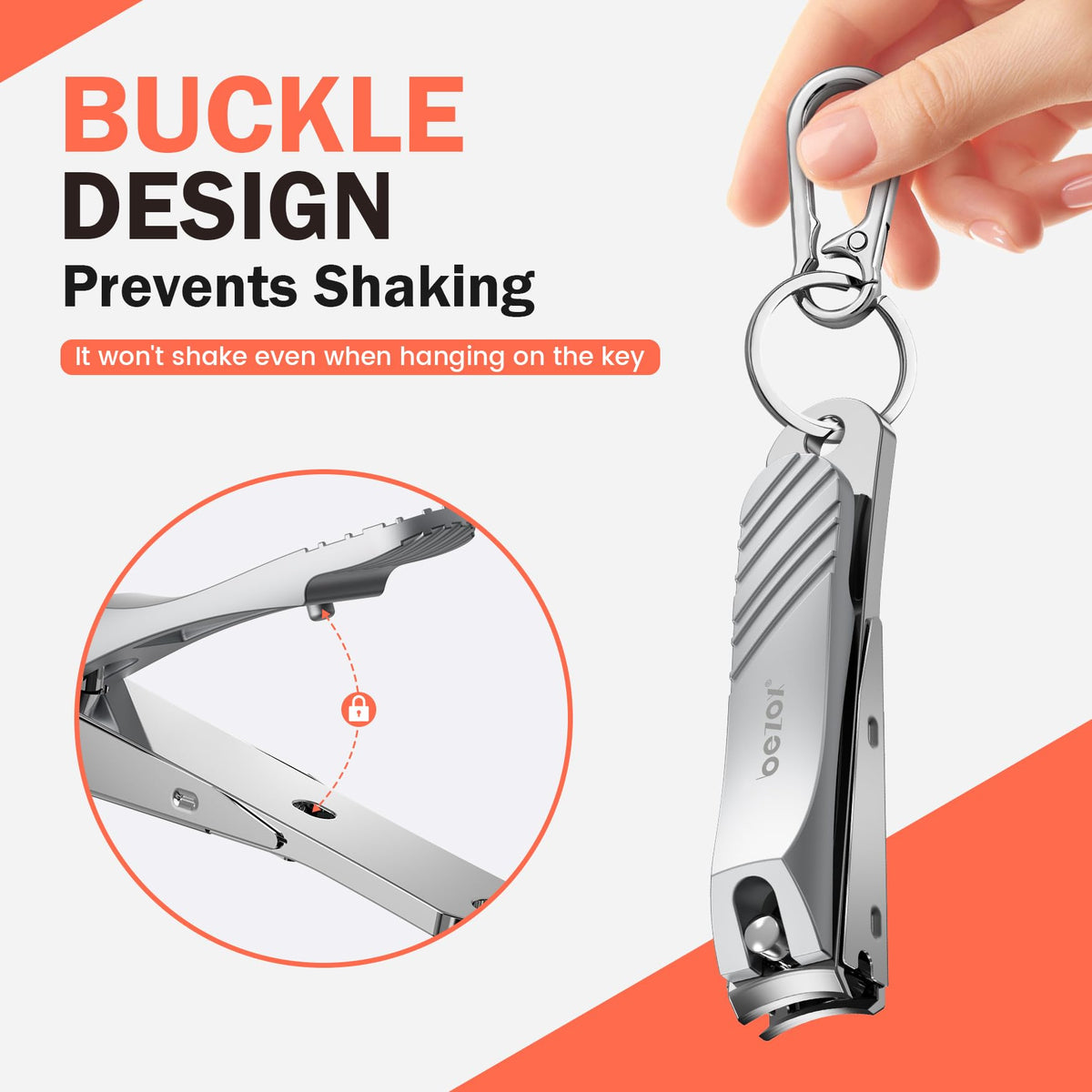 BEZOX Well-Made Nail Clipper Set 2 Pcs, Wide Jaw Opening Nail Clipper for Fingernail and Toenail, Premium Stainless Steel Sharp Sturdy Finger Nail Clipper