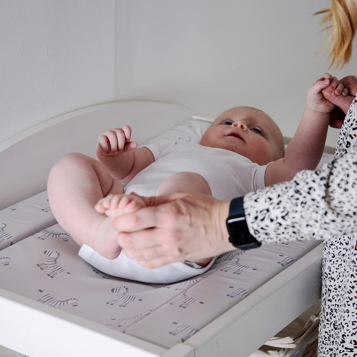 Red Kite Changing Mat Zebby - Unisex Baby Changing Mat (74 x 48 x 3.5cm) with Animal Pattern Design and Raised Padded Edges (White/Grey Zebra Design)