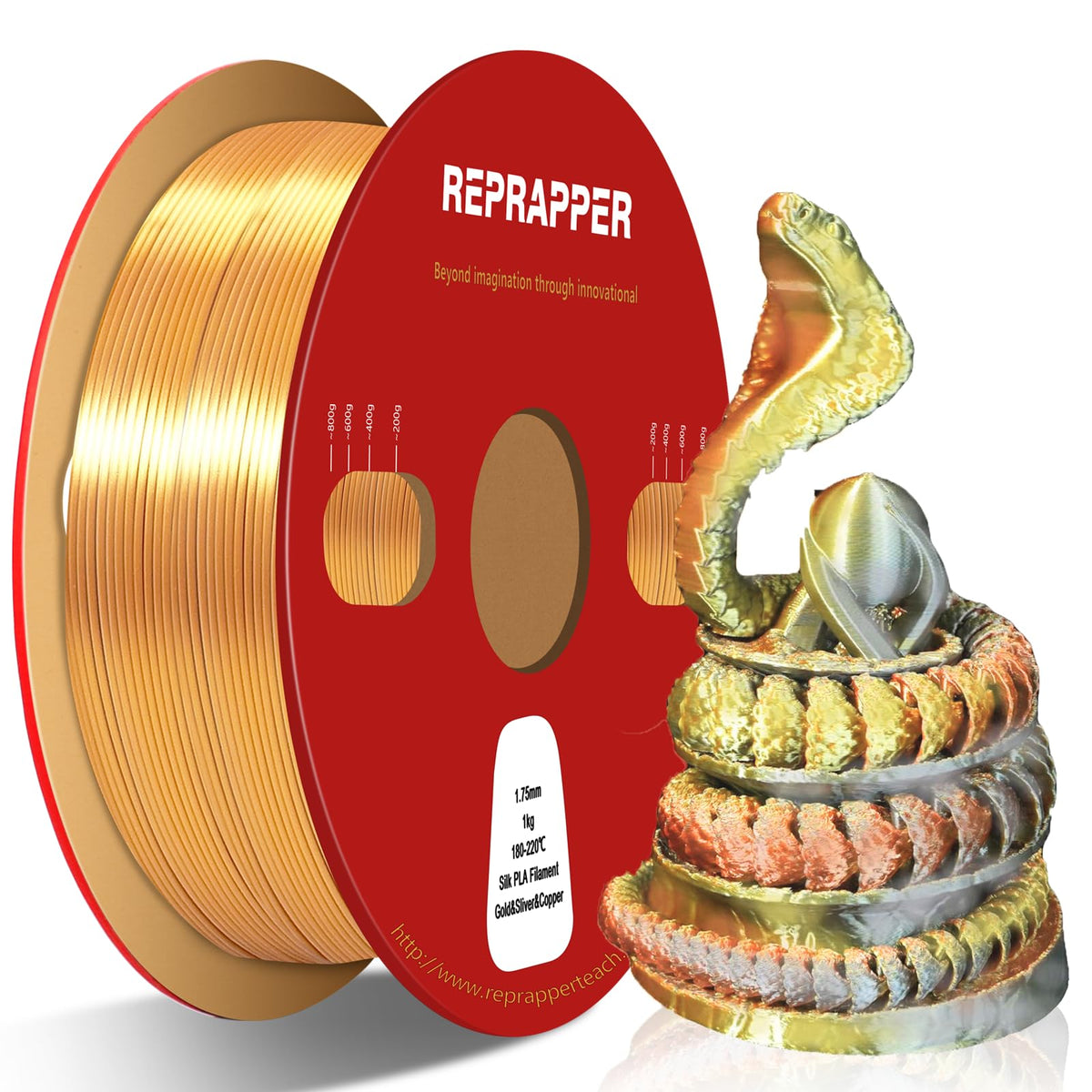 Reprapper 4X 250g Color Pack – Dual Color PLA Filament 1.75mm for 3D Printer & 3D Pen, Multicolour Filament, 4 x 250g Matte Red/Blue, Matte Purple/Green, Silk Red/Blue, and Silk Purple/Green