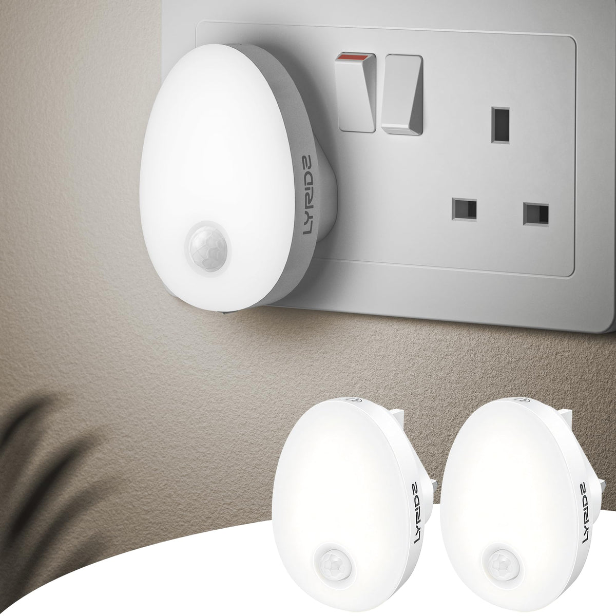 Lyridz Night Light Plug in Wall (2 Pack), LED Motion Sensor Lights Indoor