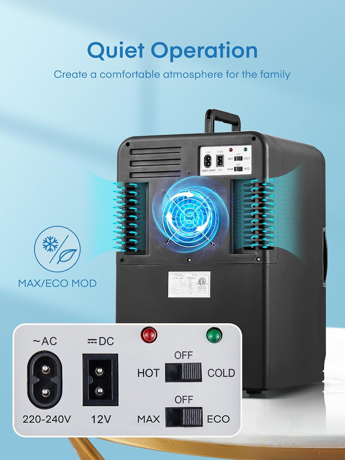 Mini Fridge 15L/21 Cans Mini Fridge for Bedrooms, Upgrade AC+12V DC Power Small Fridge for Dorm, Car, Office, Travel | Max & ECO Mode, Thermoelectric Cooler and Warmer | for Skincare, Beauty, Drink