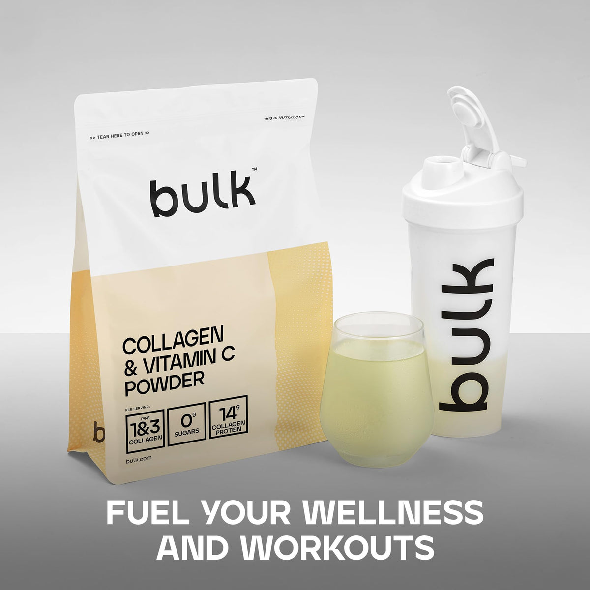 Bulk Collagen Powder with Peptides and Vitamin C, Unflavoured, 500g