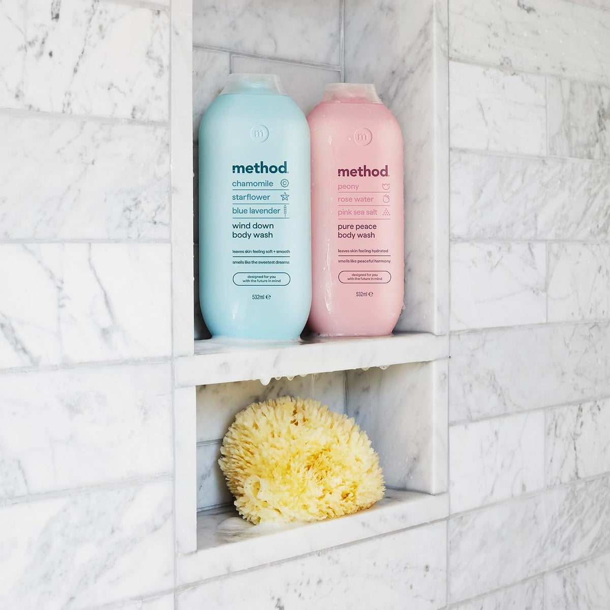 Method Wind Down Body Wash, Chamomile & Blue Lavender, Shower Gel, 532ml