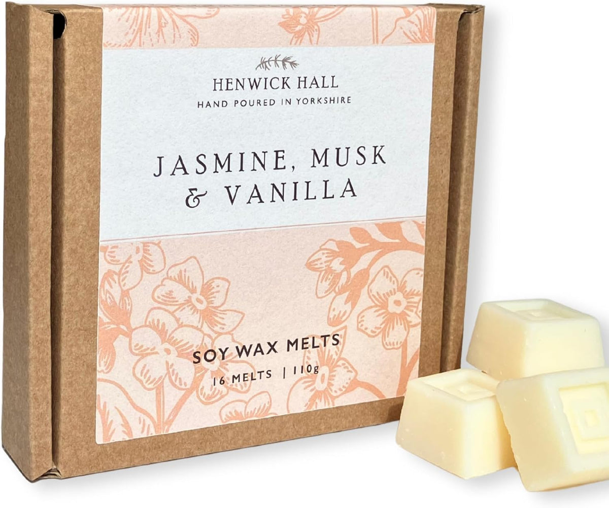 Jasmine, Musk & Vanilla Scented Wax Melts | 16 Pack | Soy Wax | Hand Poured