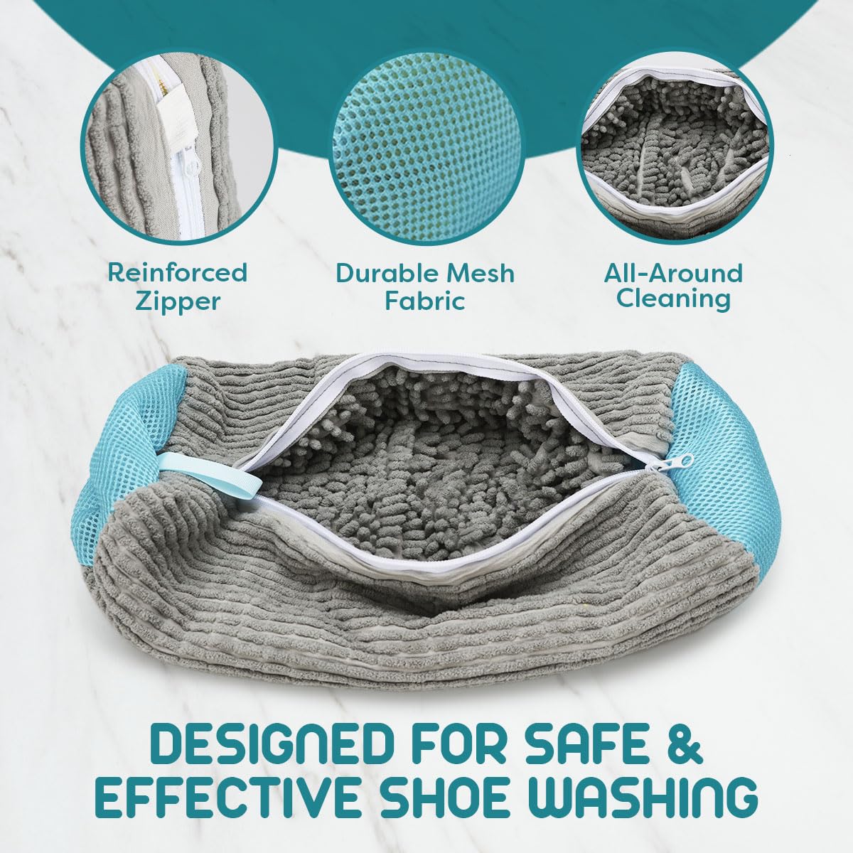 Shoe Washing Bag, 2 Pack, for Washer and Dryer, Reusable Cleaning Sack