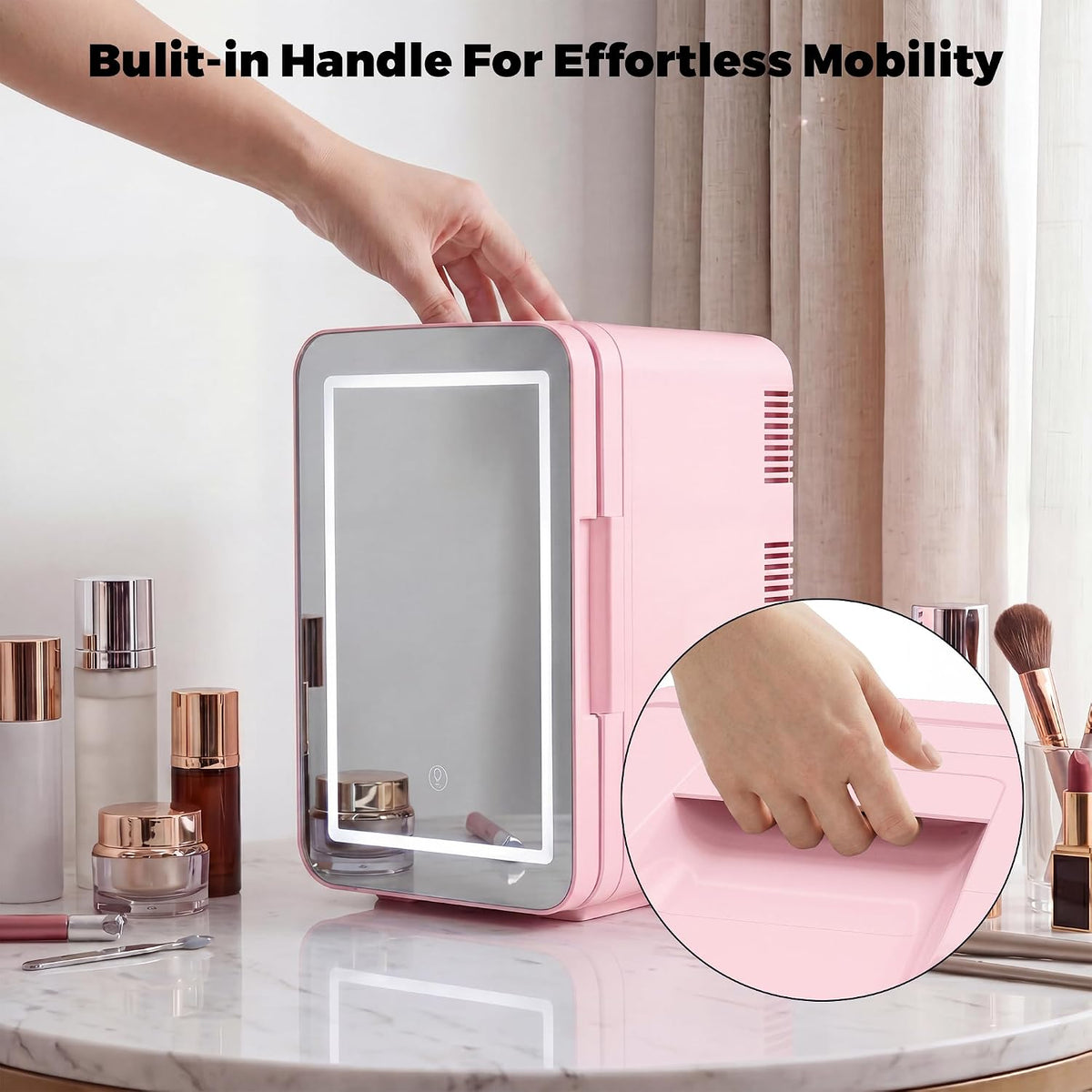 6L Skincare & Makeup Mini Fridge, Cooler & Warmer with LED Mirror