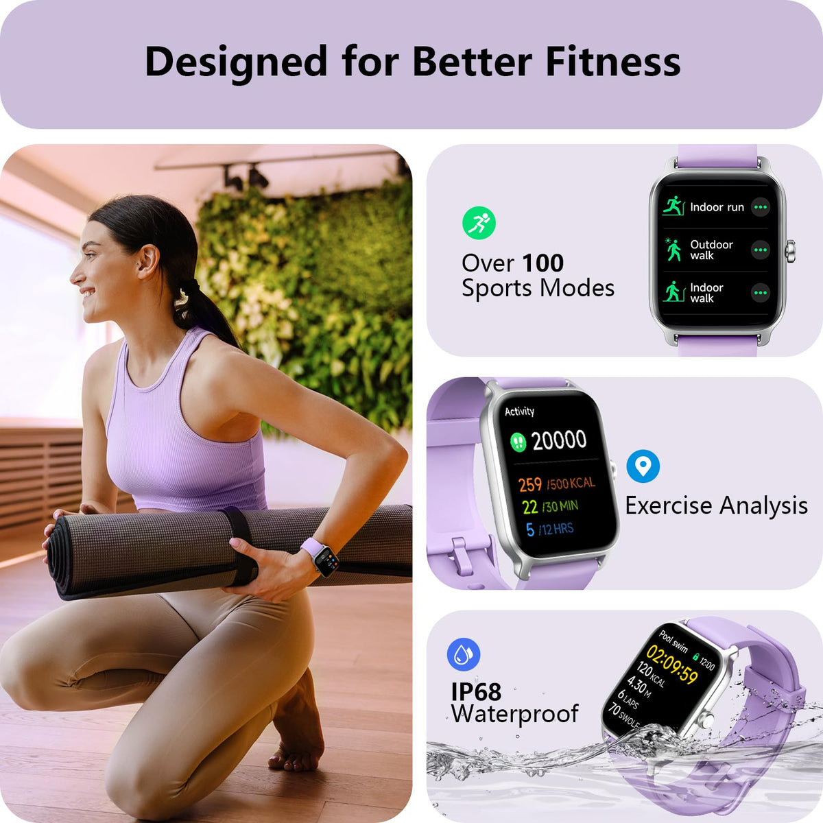 Smart Watch for Women, Answer/Make Calls, Alexa Built-in, [1.8"HD Screen] Smart Watches for Women iPhone/Samsung/Android, Fitness Watch with Heart Rate Sleep SpO2 Monitor,IP68 Waterproof, 100+ Sports