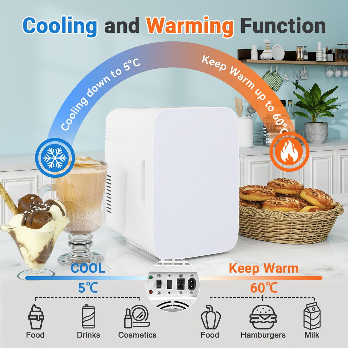 ARTETHYS Mini Fridge for Bedrooms, 10L Small Portable Car Fridges