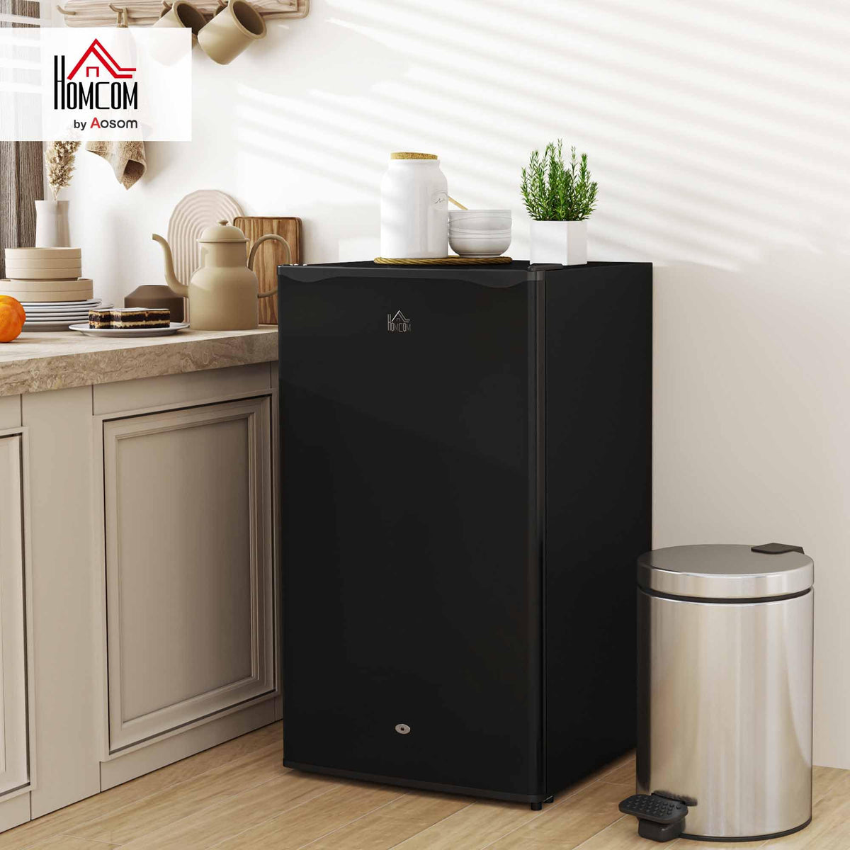 HOMCOM Under Counter Fridge 91L Small Fridge with Chiller Box Silver Tone