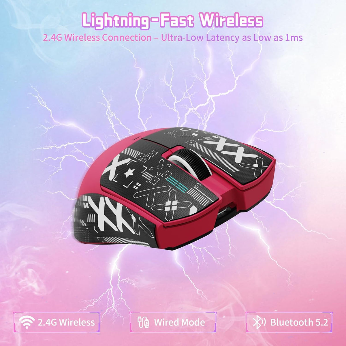 ATTACK SHARK X11SE Wireless Gaming Mouse, 63g Superlight With PixArt PAW3311 Sensor, 22000 DPI, Tri-Mode BT/2.4Ghz/Wired, 1000Hz Polling rate, 300mAh Battery, Dual Driver, for PC/PS/Mac (Berry Red)