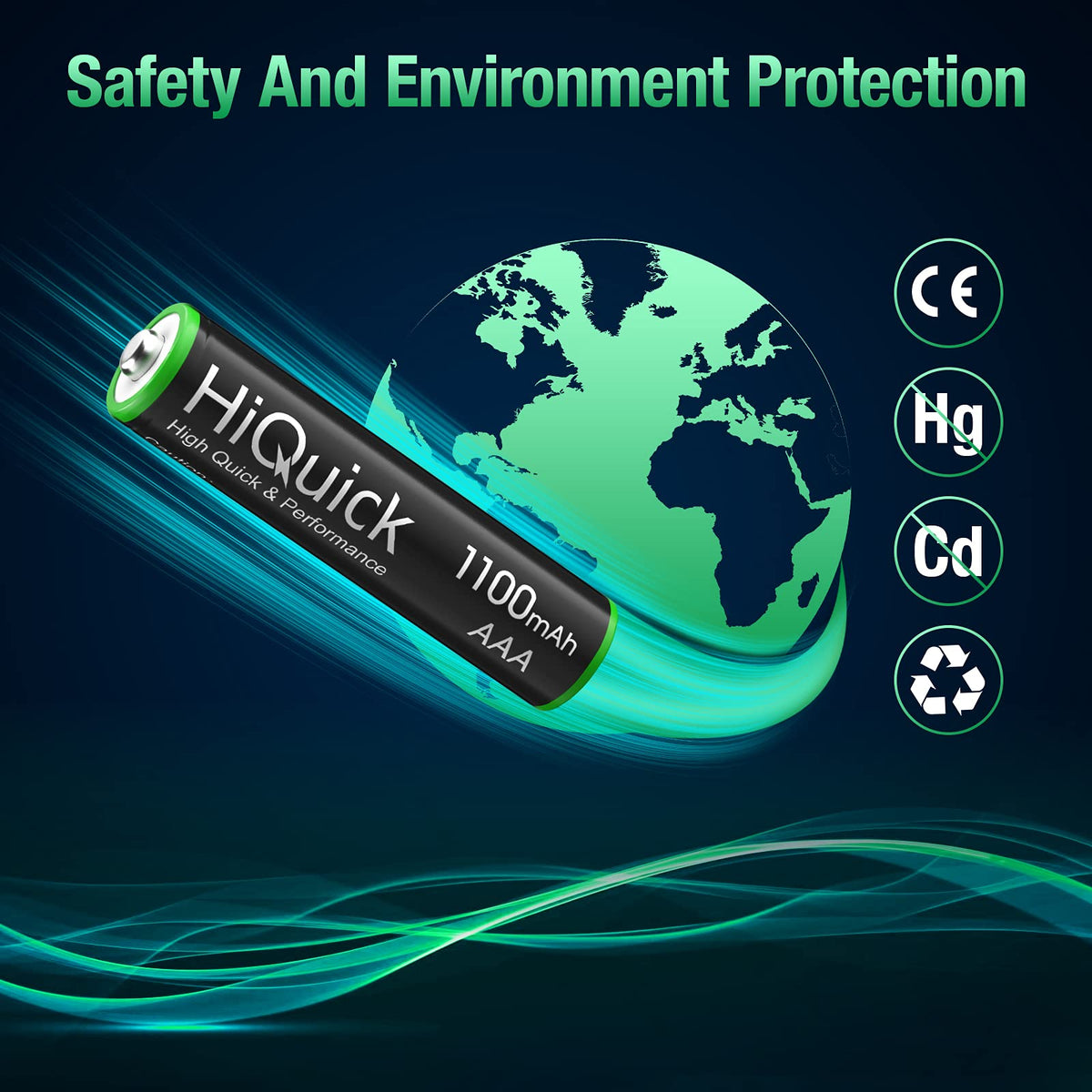 HiQuick 16 Pack AA AAA Rechargeable NiMH Batteries Set,1200 Cycles