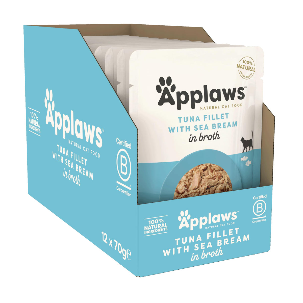 Applaws 100% Natural Wet Cat Food, Pouch Multipack Fish Selection in Broth, 70 g (24 x 70g) Pouches